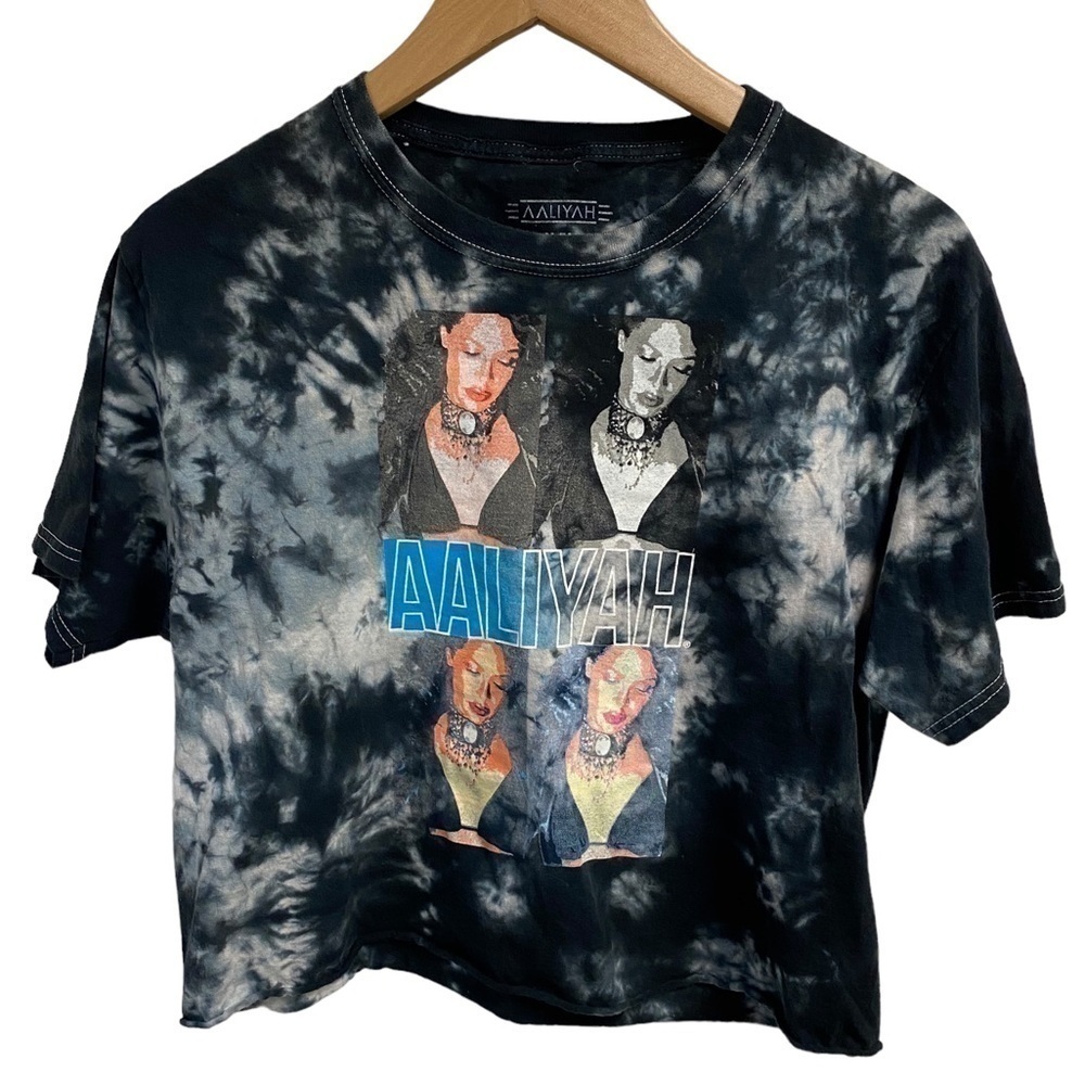 Aaliyah‎ Cropped Tie Dye T Shirt Concert Festival R&B 90s Y2K M